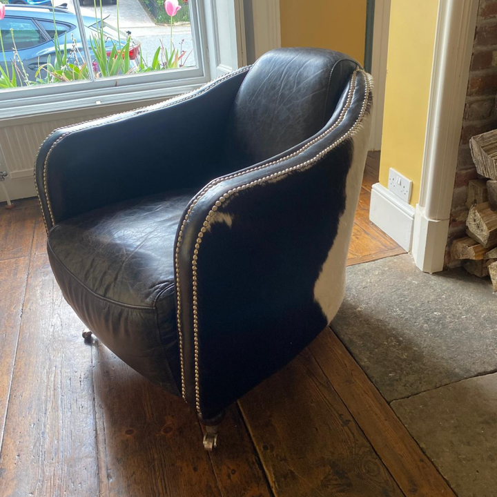 Vintage Rocket Club Chair in Hair-on-Hide & Aged Leather