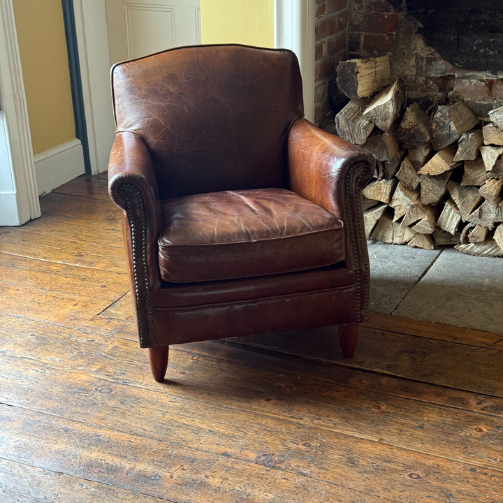 Vintage Burlington Club Armchair in Worn Brown Leather