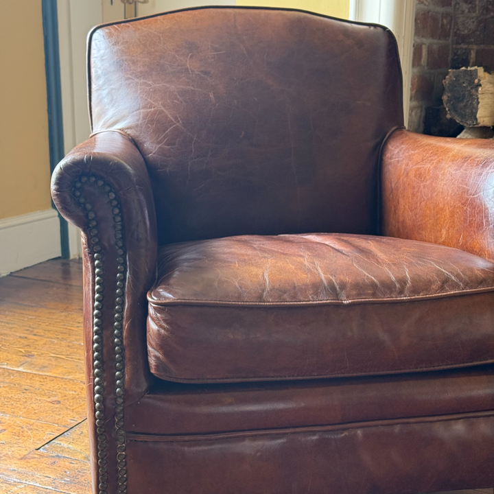 Vintage Burlington Club Armchair in Worn Brown Leather