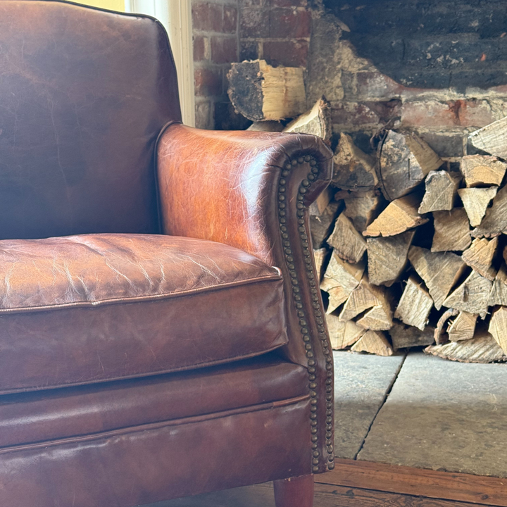 Vintage Burlington Club Armchair in Worn Brown Leather