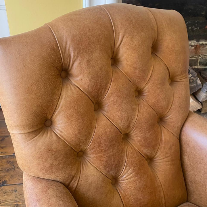 Albert High Back Armchair in Vintage Tan Leather