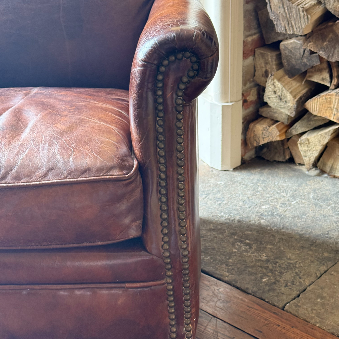 Vintage Burlington Club Armchair in Worn Brown Leather