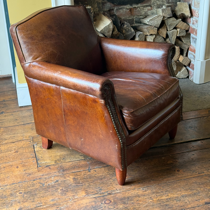 Vintage Burlington Club Armchair in Worn Brown Leather