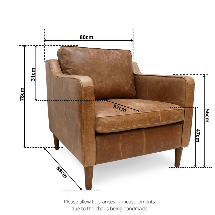 The 'Dane' Distressed Vintage Leather Club Armchair with Footstool