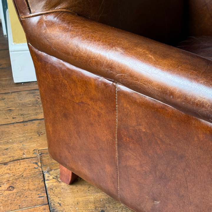 Vintage Burlington Club Armchair in Worn Brown Leather