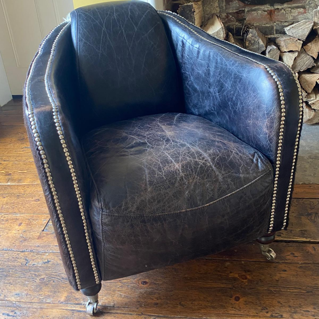 Vintage Rocket Club Chair in Hair-on-Hide & Aged Leather