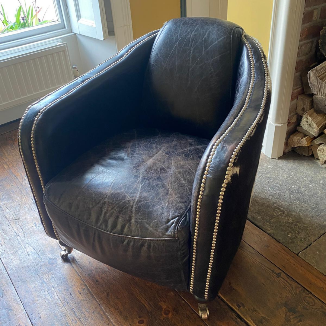 Vintage Rocket Club Chair in Hair-on-Hide & Aged Leather
