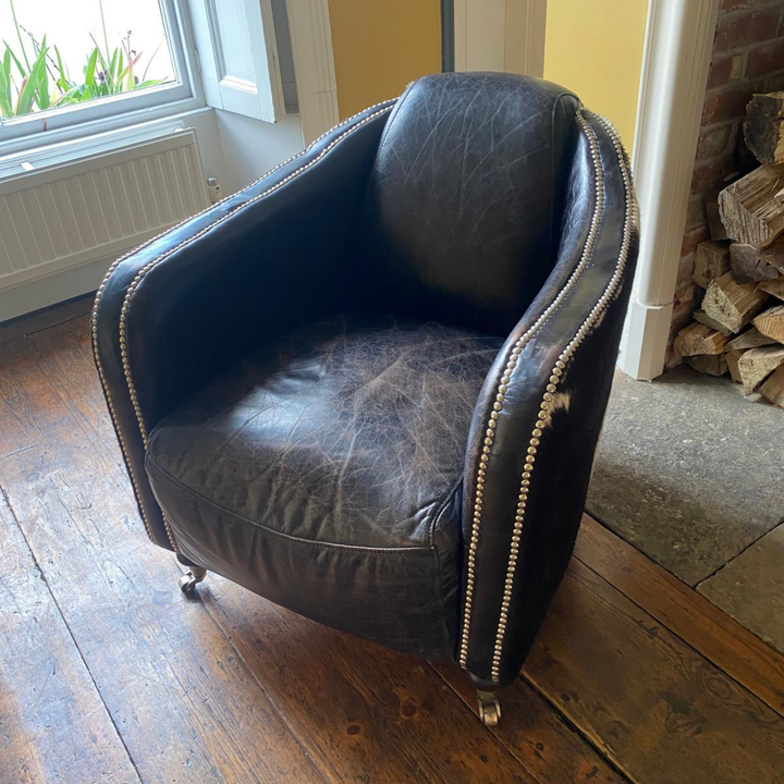 Vintage Rocket Club Chair in Hair-on-Hide & Aged Leather