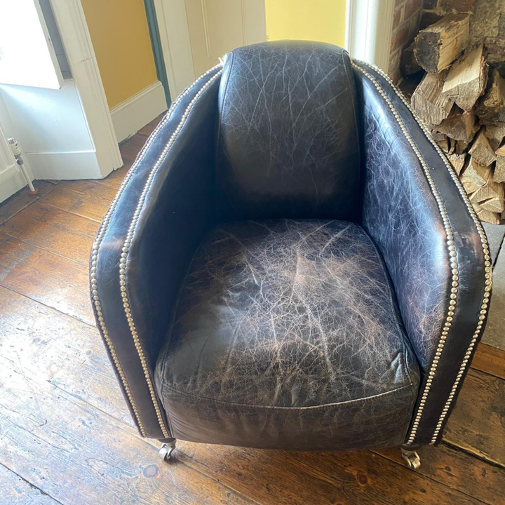 Vintage Rocket Club Chair in Hair-on-Hide & Aged Leather