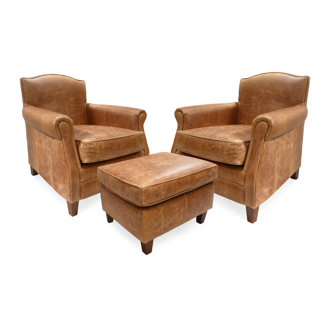 The 'Burlington' Vintage Leather Club Sofa