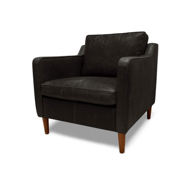 The 'Dane' Distressed Vintage Leather Club Armchair with Footstool