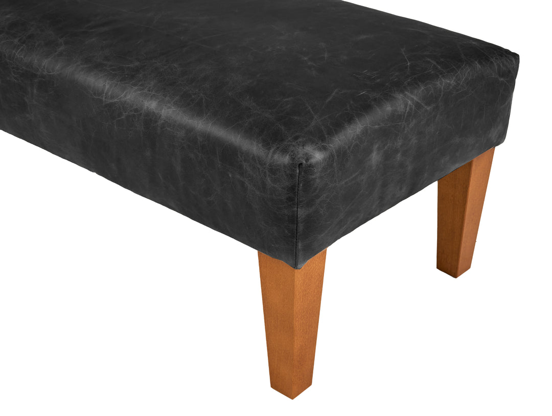 Distressed Vintage Leather Footstool / Bench