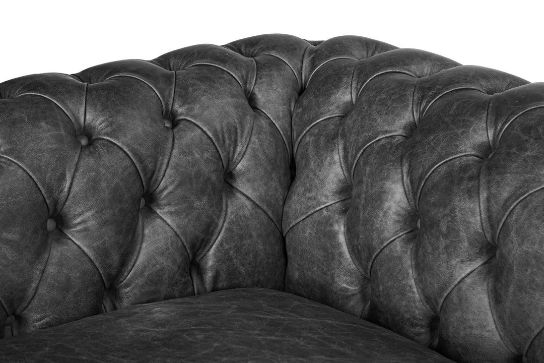 The Alfie Distressed Vintage Leather Chesterfield Armchair & Snuggler