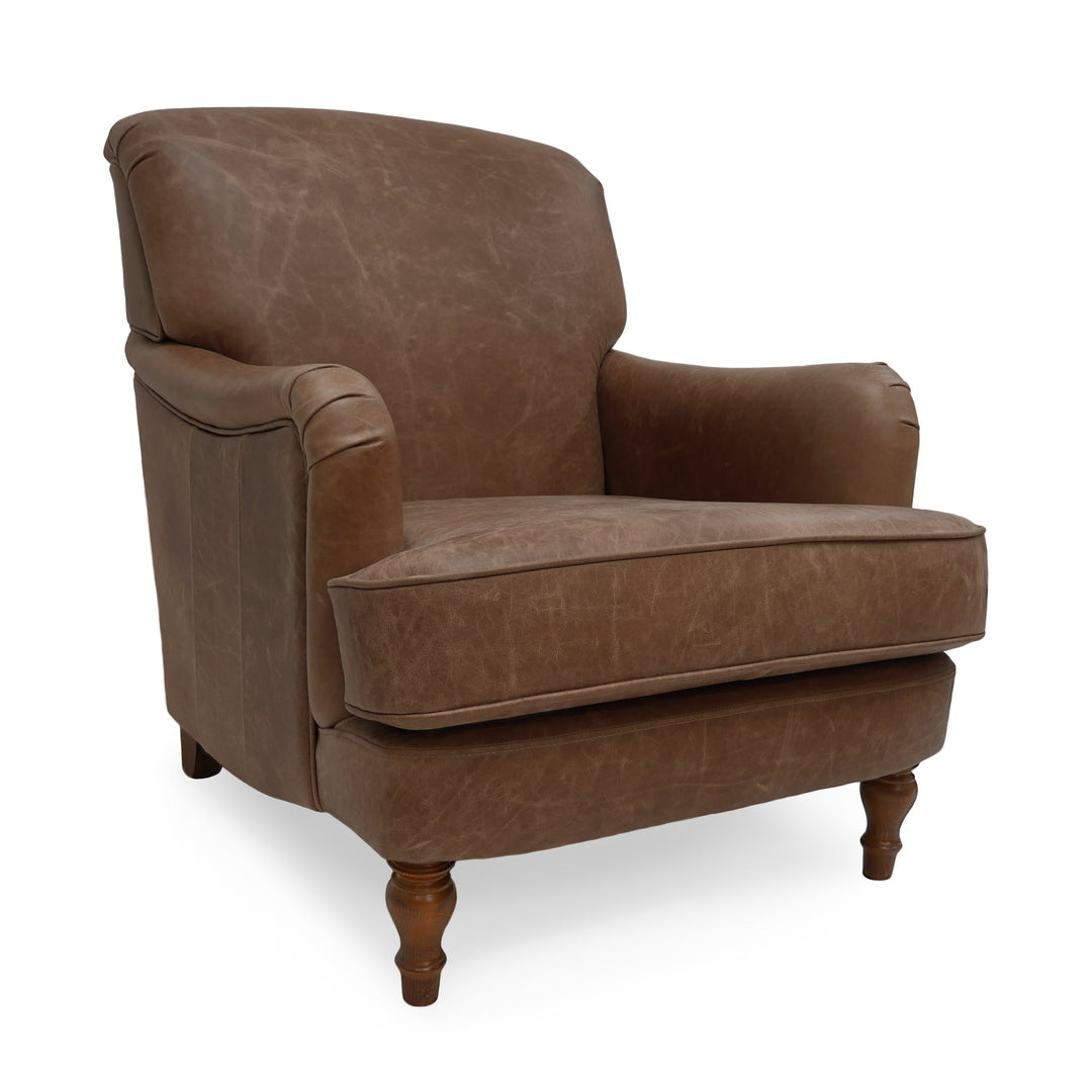 The 'Howard' Vintage Leather Armchair and Footstool