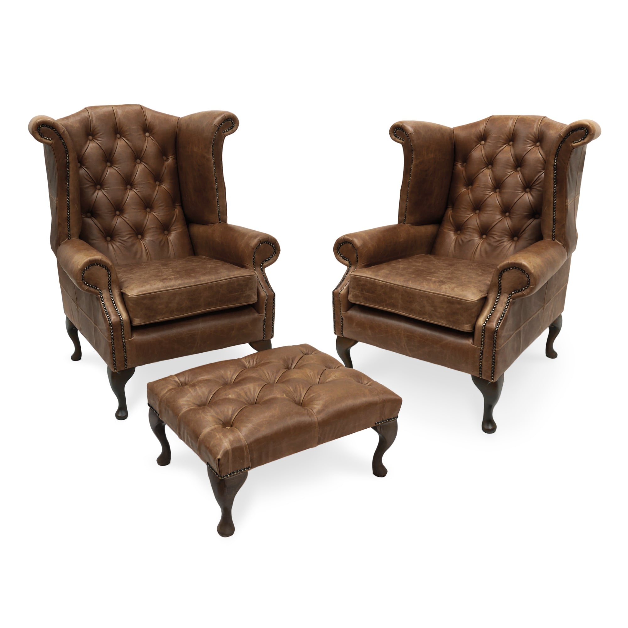 Queen anne deals leather wingback chair