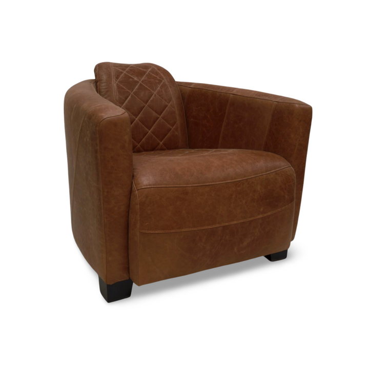 The 'Jet' Mid Century Vintage Leather Armchair and Footstool