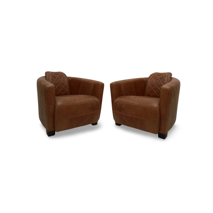 The 'Jet' Mid Century Vintage Leather Armchair and Footstool