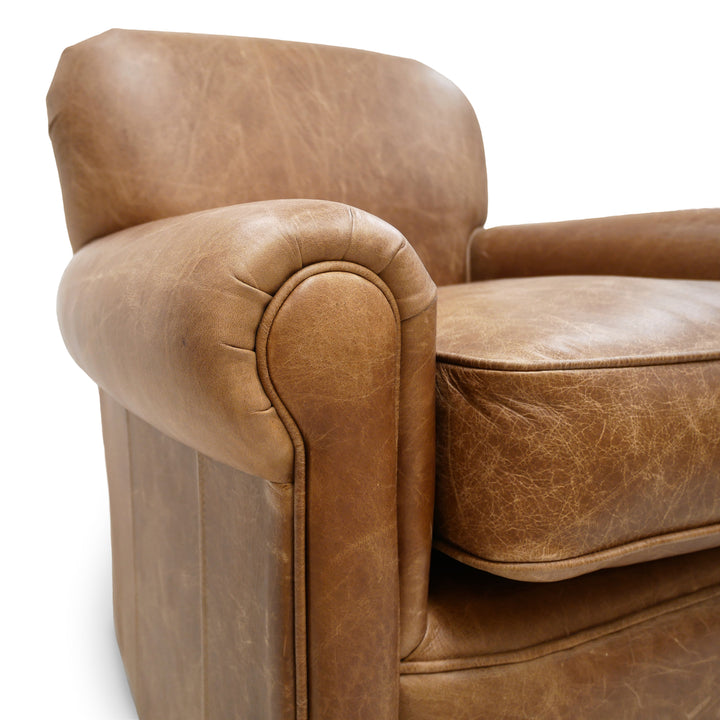 Walter Distressed Vintage Leather Armchair