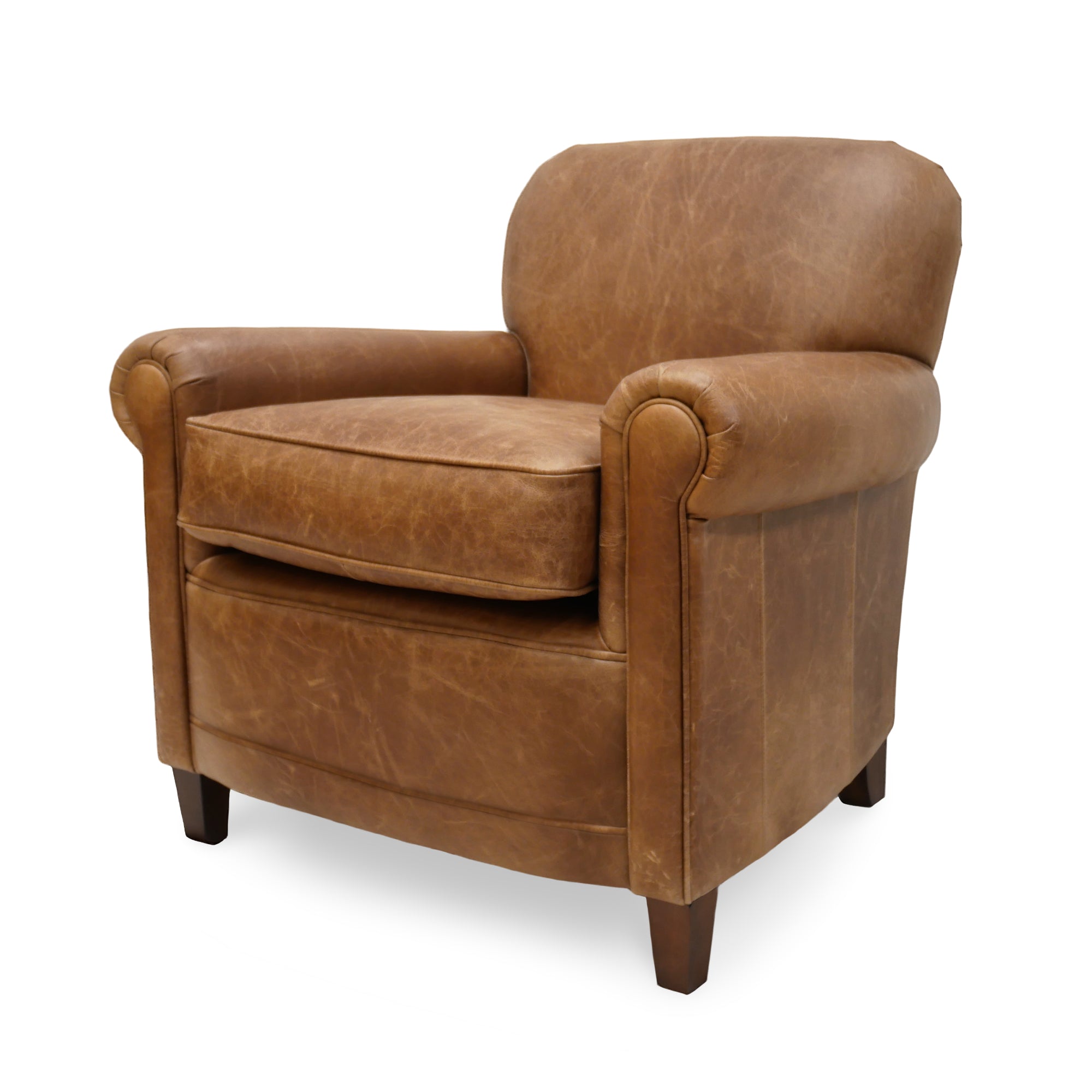 Worn discount leather armchair