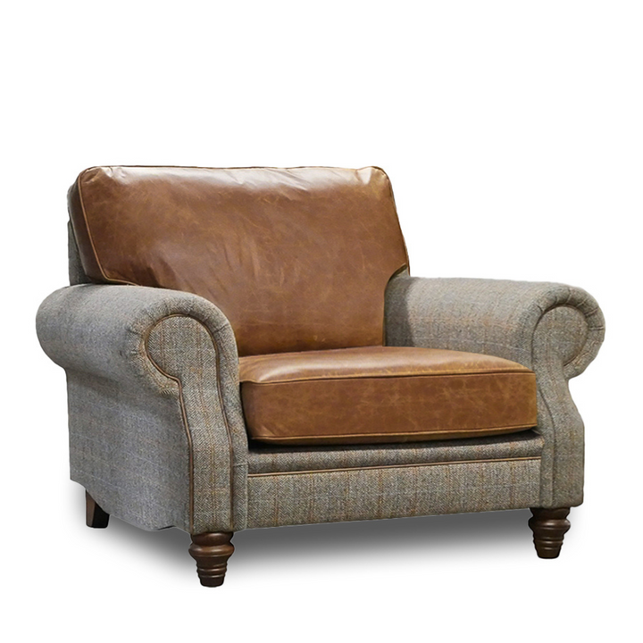 The Hepburn Harris Tweed and Vintage Leather Armchair