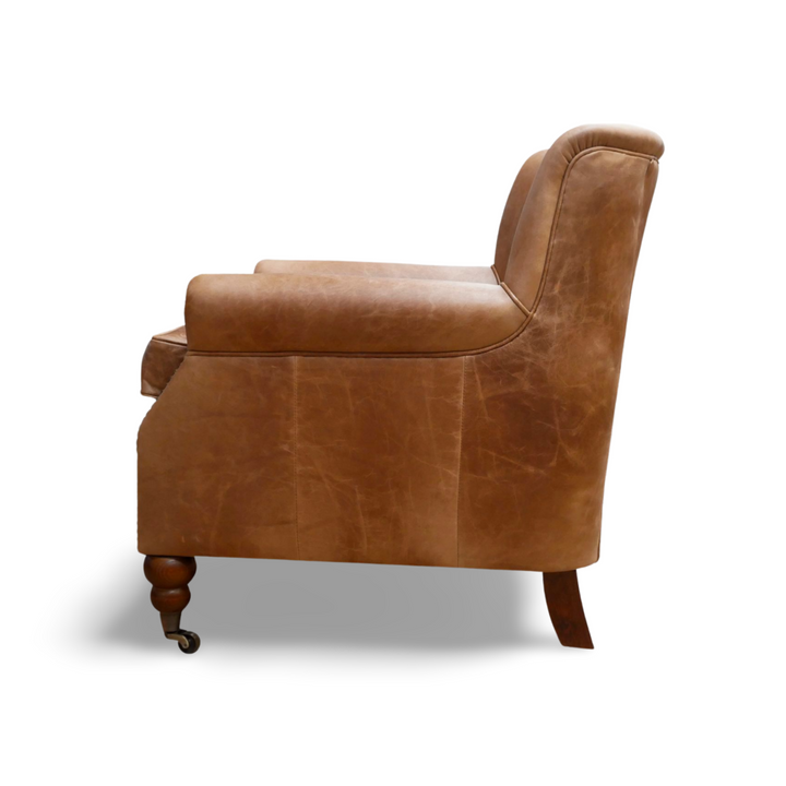 The 'Wilder' Distressed Tan Vintage Leather Club Armchair (in stock)