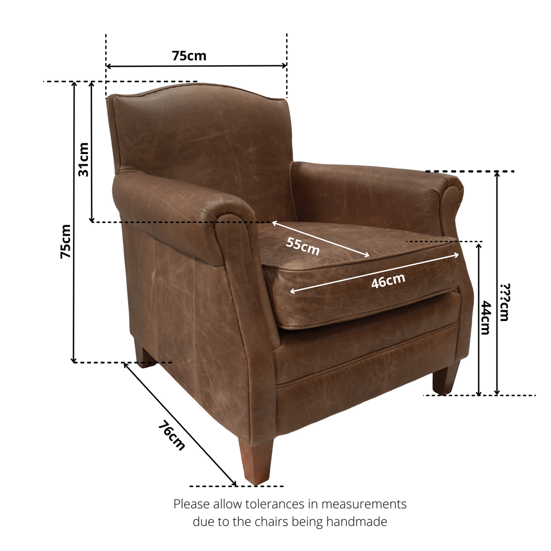 The 'Burlington' Club Armchair in Vintage Leather and Footstool