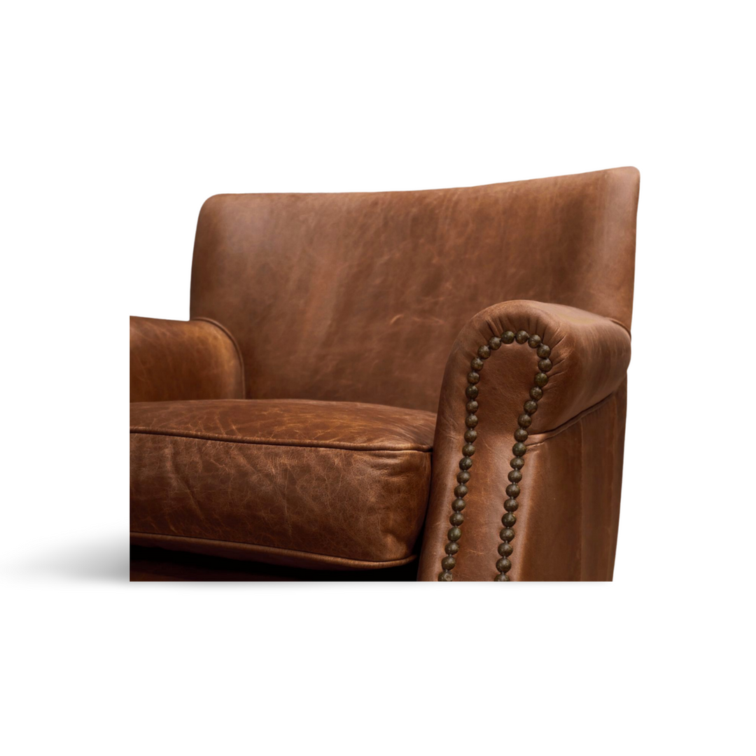 The 'Wilder' Distressed Tan Vintage Leather Club Armchair (in stock)