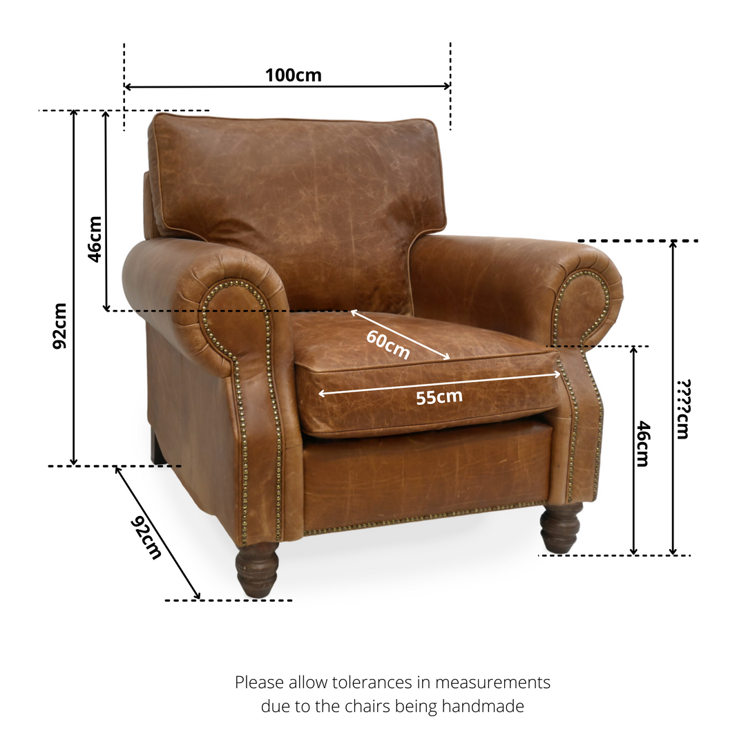 Aged discount leather armchair