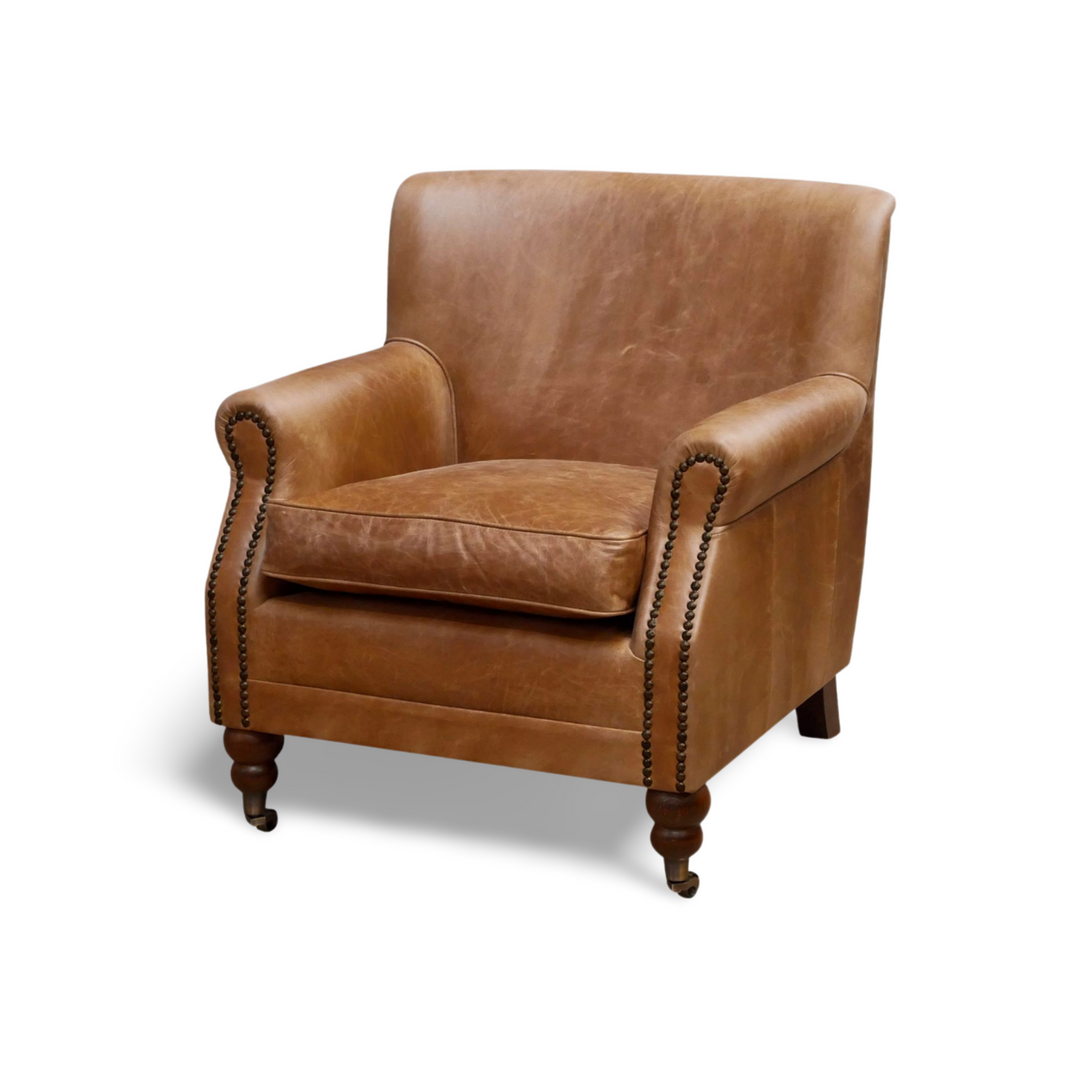 Rustic leather discount armchair